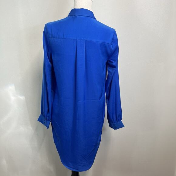 Express Blouse Tunic size Extra Small Royal Blue Shimmery Modest Career Casual - Picture 6 of 7